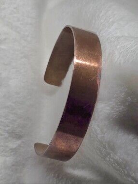 Vintage Copper Cuff Bracelet 1/2" Minimalist 7" Adjustable Simple